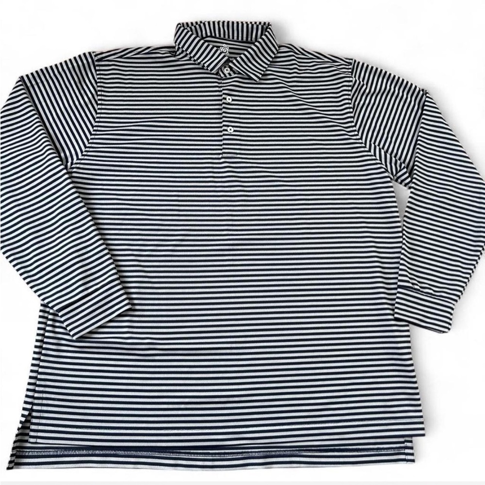 Turtleson tour performance gray navy striped long sleeve polo shirt men’s  golf